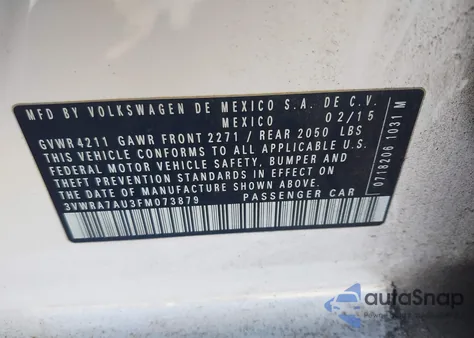 2015 Volkswagen Golf Tdi S 4-Door from USA, damaged, VIN 3VWRA7AU3FM073879